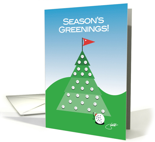 Seasons Greenings Golf Sports Humor Golfer Christmas Tree card