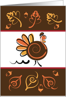 Happy Thanksgiving Cute Turkey Leaves Thankful Wishes card