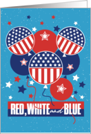Red, White & Blue Patriotic Balloons Stars Stripes Thank You Military card
