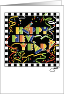 Happy New Year Contemporary Colorful Alphabet Celebration card