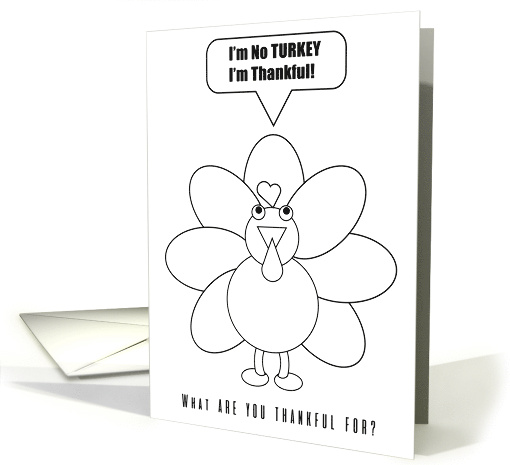 I'm No Turkey I Give Thanks Thanksgiving Coloring Book Activity card