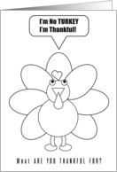 I’m No Turkey I Give Thanks Thanksgiving Coloring Book Activity Card