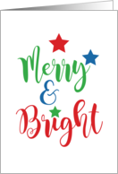 Merry and Bright Christmas Holidays and New Year Star Greeting card