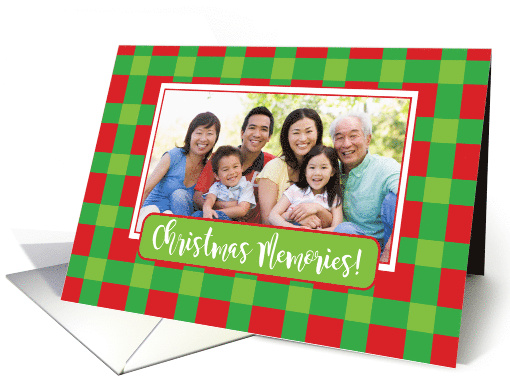 Christmas Memories Photo Card Family Friends Red & Green Plaid card