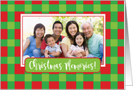 Christmas Memories Photo Card Family Friends Red & Green Plaid card