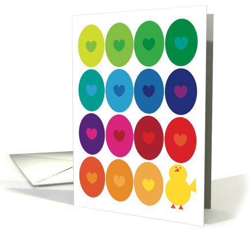 Happy Easter Rainbow Eggs Cute Colorful Hatched Baby Chick card