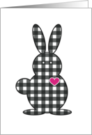 Cute Black and White Checkered Bunny Love For Easter Holiday card