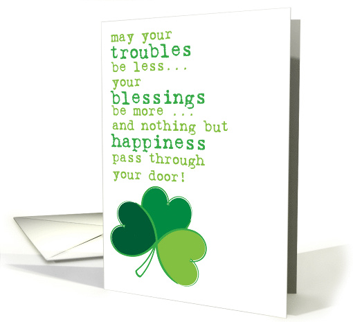 Irish Blessing Luck Trouble Blessings Happiness St Patrick's Day card