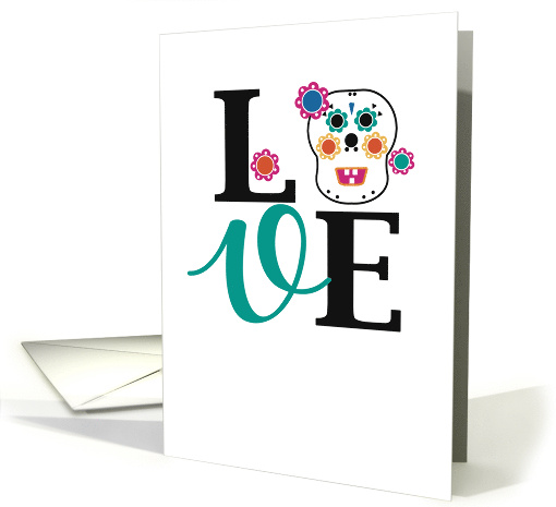 Cinco De Mayo Love Word Adorable Skull and Flowers Theme card