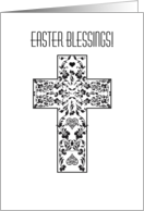 Damask Easter Holy Cross Christian Holiday Love Hearts & Flowers card