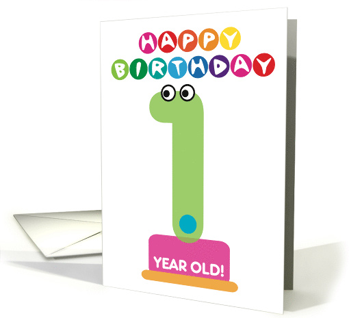 First Birthday Number Monsters Happy Birthday Cartoon Characters card