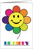 Be Hippy Happy Day Retro Flower Power Love Child Theme Message card