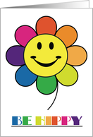 Be Hippy Happy Day Retro Flower Power Theme Blank card