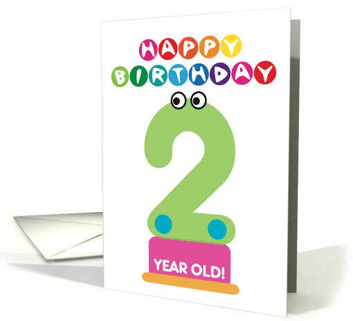 Second Birthday Number Monsters Happy Birthday Cartoon Characters card