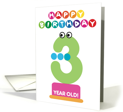 Third Birthday Number Monsters Happy 3 Birthday Cartoon... (1605344)