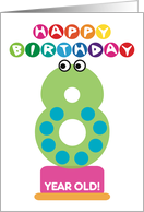 Eighth Birthday Number Monsters Happy 8 Birthday Cartoon Characters card