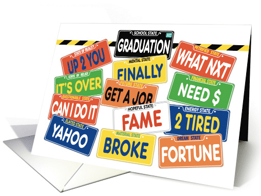 Graduation License Plates College Humor Congratulations card (1605400)