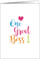 One Great Boss Professional Employee Appreciation Admiration card