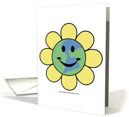 Happy Healthy World Mother Earth Flower For Earth Day Holiday card