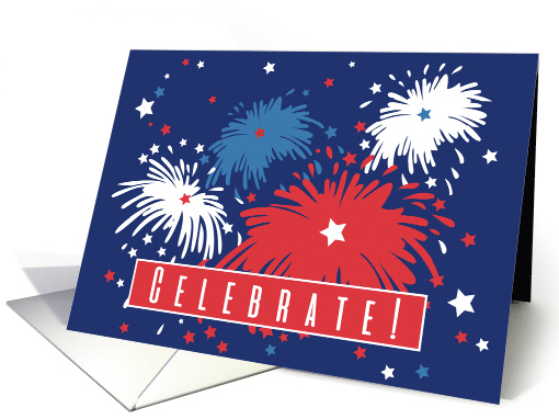 USA Red, White and Blue Celebration Fireworks Patriotic Blank card