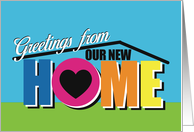 Greeting from Our New Home Colorful Cute New Residence Blank card