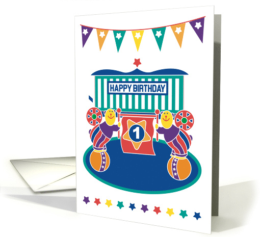 Happy Birthday 1 One Year Old Kid First Birthday Circus card (1625242)