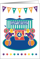 Happy Age Birthday Four Year Old Kid 4 Fourth Birthday Circus card