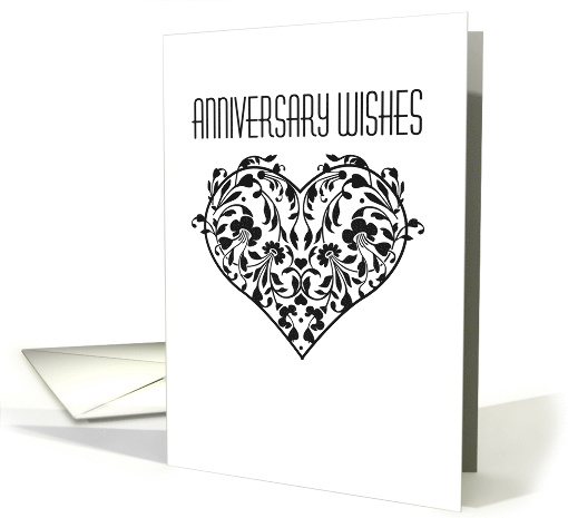 Damask Love Heart Anniversary Wishes card (1628702)