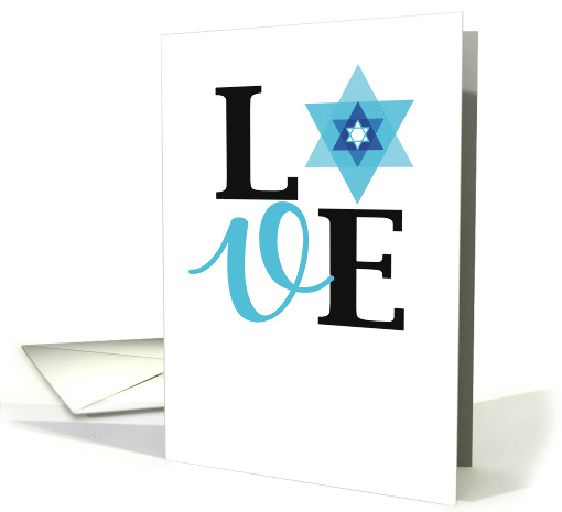 Love Word Typography Religious Jewish Hebrew Star Of David card