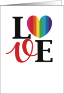 Love Word Rainbow Heart Symbol With Flair Typography Style card
