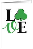 Love Word St Patrick’s Day Flair With Irish Shamrock Typography card