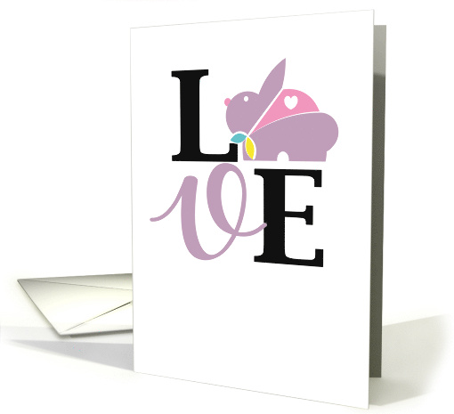 Love Word Easter Bunny Heart With Flair Typography Style card