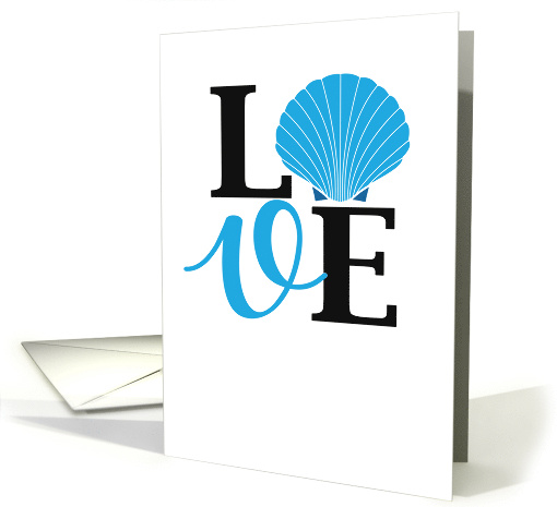 Love Word and Beach Shell With Flair Typography Style card (1678178)