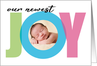 New Baby Card Our Newest Joy Baby Announcement Photo card