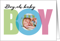 Our New Baby Boy Oh Boy Birth Announcement Photo card