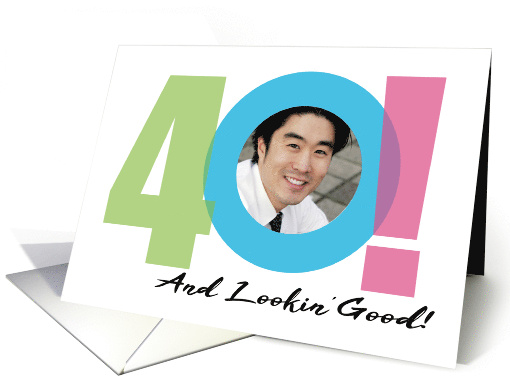 40th Birthday Fortieth Years Old Number Theme Photo card (1682242)