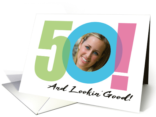 50th Birthday Fiftieth Fifty Years Old Number Theme Photo card
