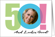 50th Birthday Fiftieth Fifty Years Old Number Theme Photo card