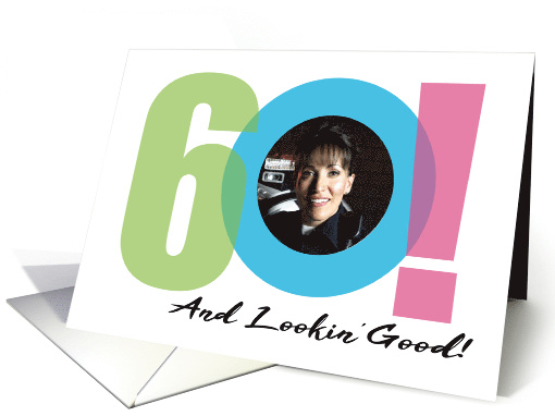 60th Birthday Sixtieth Sixty Years Old Number Theme Photo card