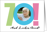 70th Birthday Seventieth Seventy Years Old Number Theme Photo card