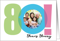 80th Birthday Eightieth Eighty Years Old Number Theme Photo card