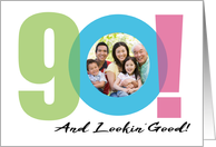 90th Birthday Ninetieth Ninety Years Old Number Theme Photo card