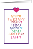 Teachers Thank You Quote Meaning of a Teacher Thoughtful Appreciation card