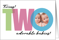 TWINS Photo Two Adorable Babies Birth Announcement For New Parents card