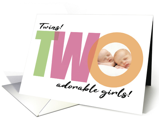 TWINS Photo Two Adorable Baby Girls Birth Announcement... (1729232)