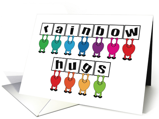 Rainbow Hugs Love Gay LGBT Theme You Color My World card (1729926)