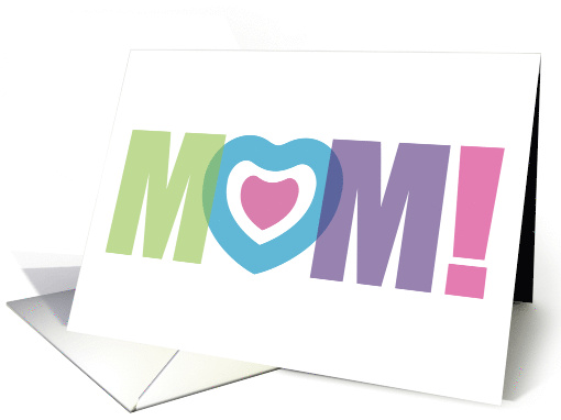 MOM Mother's Day Typographic Lettering Heart With Love For Mother card