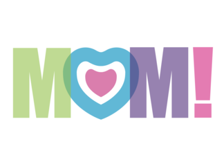 MOM Typographic Lettering Heart With Love For Mother Blank