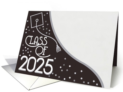 Class of 25 Graduation Cap Festive Celebration Confetti Photo card