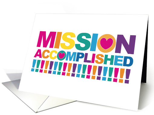LDS Mission Accomplished Completion Mormon Theme Cute Colorful card